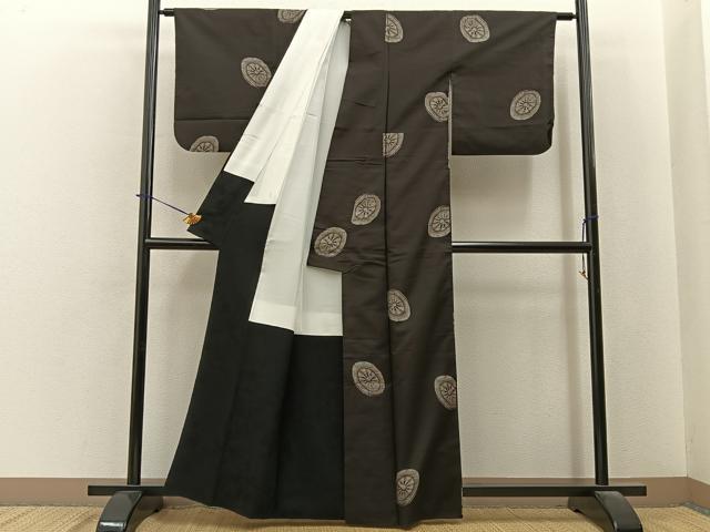 平和屋着物●本場大島紬 9マルキ 地空き 源氏車文 正絹 逸品 BAAY6177hj