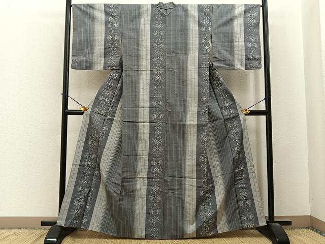 平和屋着物■上質な紬 向かい鳳凰間道 正絹 逸品 BAAY6178hj
