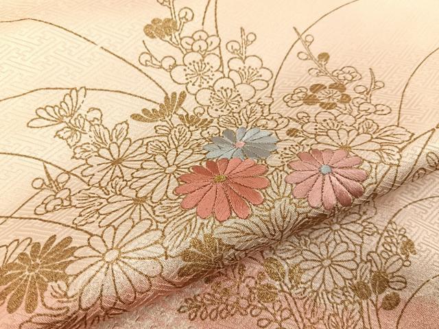 平和屋着物●訪問着 絞り 刺繍 雲重ね菊花文 金彩 正絹 逸品 未使用 BAAY6189hj