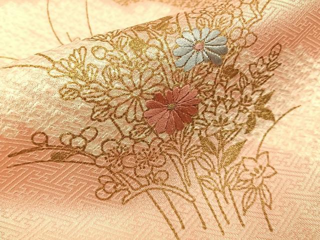 平和屋着物●訪問着 絞り 刺繍 雲重ね菊花文 金彩 正絹 逸品 未使用 BAAY6189hj