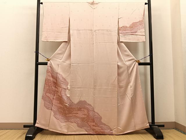 平和屋着物■訪問着 刺繍 絞り 道長箔散らし文 金彩 正絹 逸品 BAAY6190hj