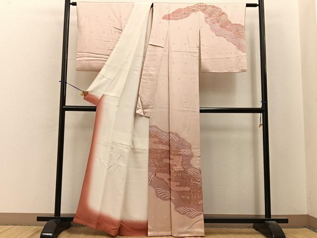 平和屋着物■訪問着 刺繍 絞り 道長箔散らし文 金彩 正絹 逸品 BAAY6190hj