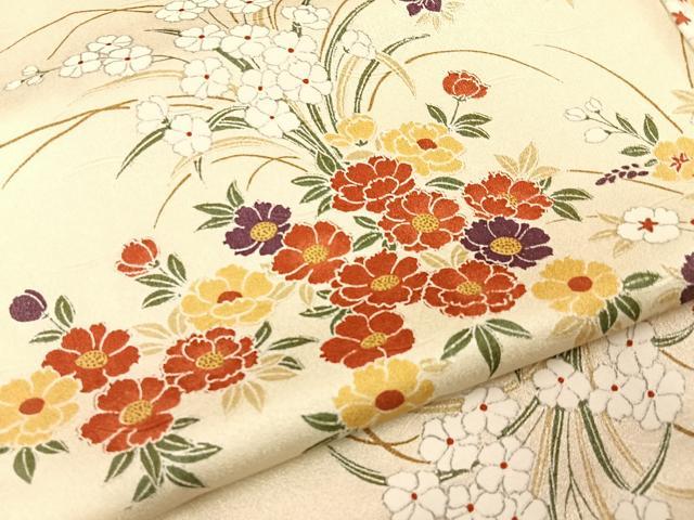 平和屋着物■上質な小紋 草花文 正絹 逸品 BAAY6192hj