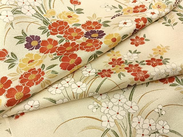 平和屋着物■上質な小紋 草花文 正絹 逸品 BAAY6192hj
