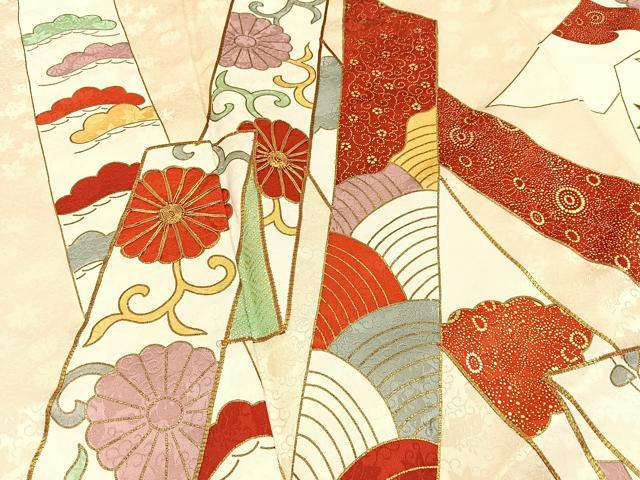 平和屋着物■豪華振袖 駒刺繍 熨斗草花文 金彩 正絹 逸品 BAAY6199hj