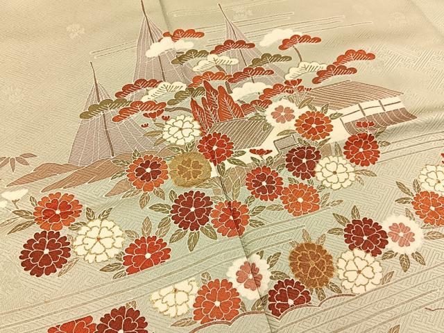 平和屋着物■訪問着 流水風景花文 金彩 三越扱い 正絹 逸品 BAAY6201hj