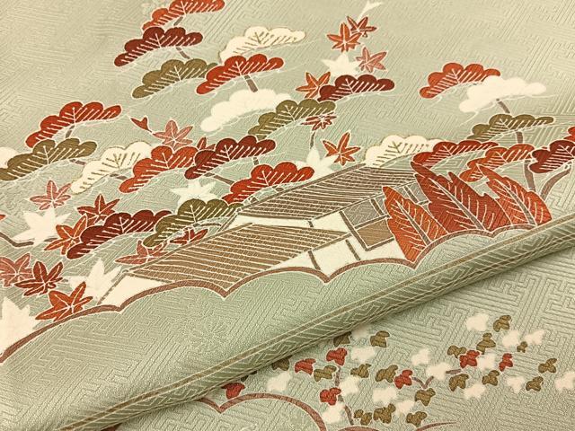 平和屋着物■訪問着 流水風景花文 金彩 三越扱い 正絹 逸品 BAAY6201hj