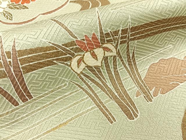 平和屋着物■訪問着 流水風景花文 金彩 三越扱い 正絹 逸品 BAAY6201hj