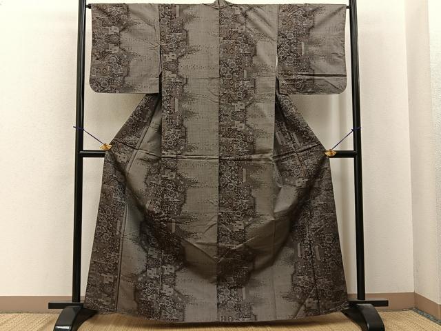 平和屋着物■上質な紬 菊唐草文 正絹 逸品 未使用 BAAY6217hj