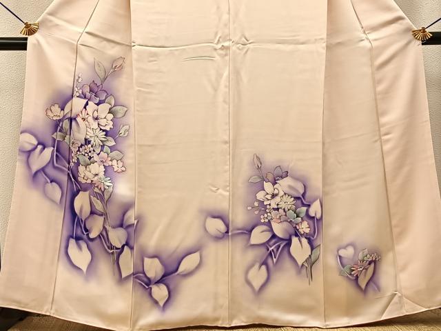 平和屋着物■訪問着 手描き 草花文 暈し染め 正絹 逸品 BAAY6226hj