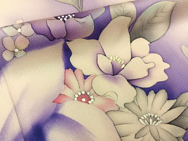 平和屋着物■訪問着 手描き 草花文 暈し染め 正絹 逸品 BAAY6226hj