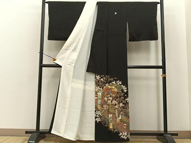 平和屋着物■豪華黒留袖 駒刺繍 源氏物語 金彩 正絹 逸品 BAAY6227hj