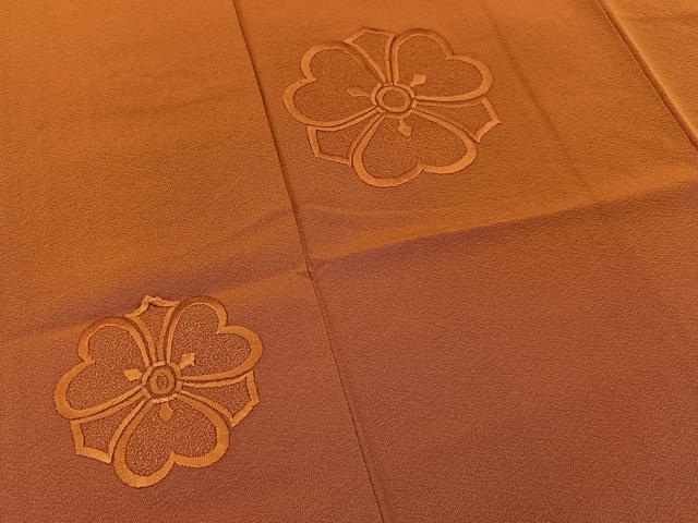 平和屋着物■無地絵羽訪問着 総刺繍 剣片喰文 代赭色 正絹 逸品 未使用 BAAY6230hj