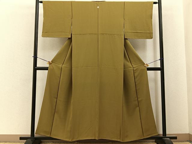 平和屋着物■上質な色無地 国防色 正絹 逸品 BAAY6232hj