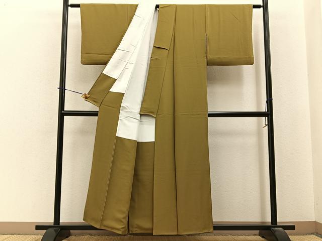 平和屋着物■上質な色無地 国防色 正絹 逸品 BAAY6232hj