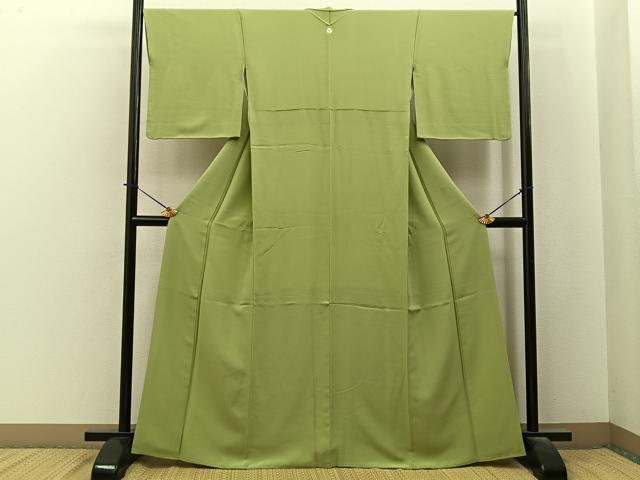 平和屋着物●上質な色無地 抹茶色 大丸扱い 正絹 逸品 BAAY6235hj