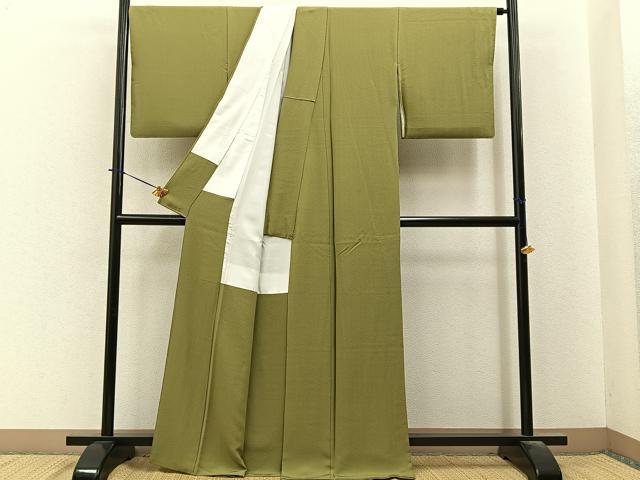 平和屋着物●上質な色無地 梅幸茶色 正絹 逸品 BAAY6247hj