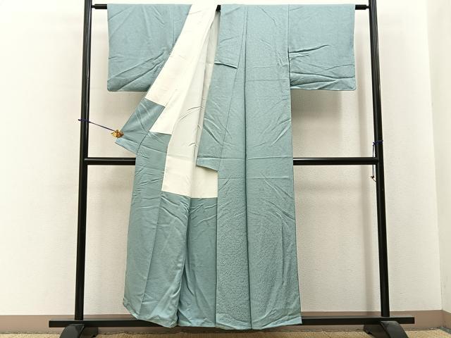 平和屋着物■上質な色無地 菊地紋 柳鼠色 正絹 逸品 BAAY6252hj