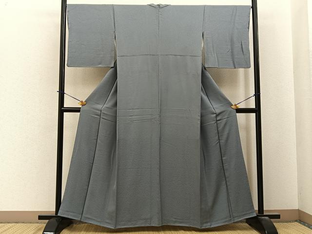 平和屋着物●上質な色無地 霞地紋 豆がら茶色 反端付き 正絹 逸品 BAAY6256hj