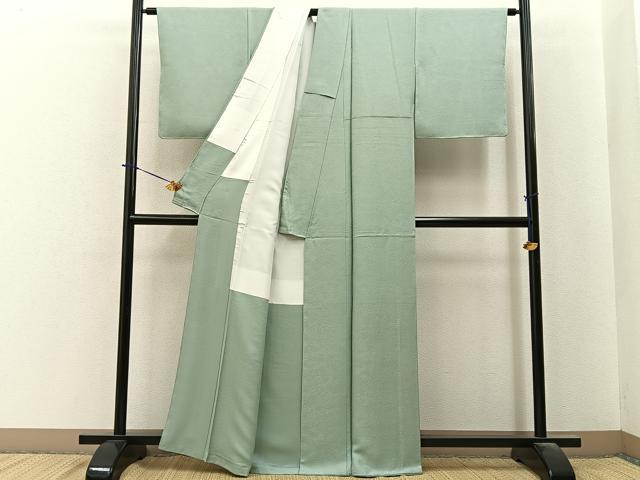 平和屋着物●上質な色無地 草花地紋 裏葉柳色 正絹 逸品 未使用 BAAY6258hj