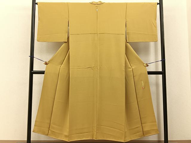 平和屋着物■本草木染作家 瑞寶 色無地 枯色 正絹 逸品 BAAY6274hj