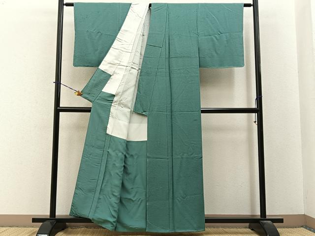 平和屋着物■上質な色無地 舞葉地紋 柳染色 正絹 逸品 未使用 BAAY6276hj