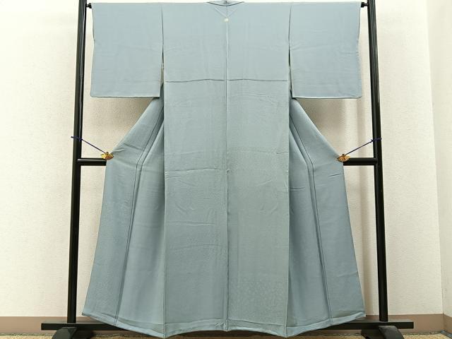 平和屋着物■上質な色無地 吉祥地紋 薄雲鼠色 さが美扱い 正絹 逸品 BAAY6279hj