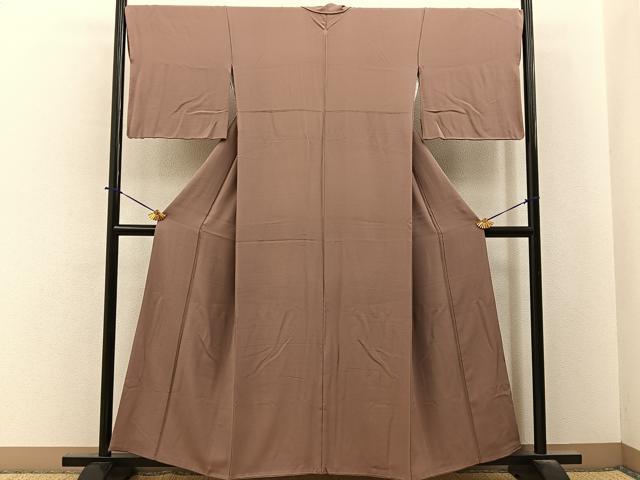 平和屋着物■上質な色無地 丁子茶色 正絹 逸品 BAAY6283hj