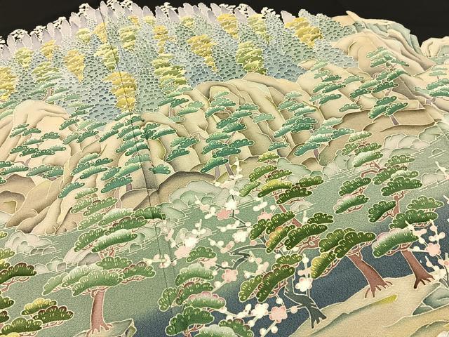 平和屋着物●本加賀友禅作家 堀哲也 黒留袖 松竹梅風景文 暈し染め 正絹 逸品 BAAY6288hj