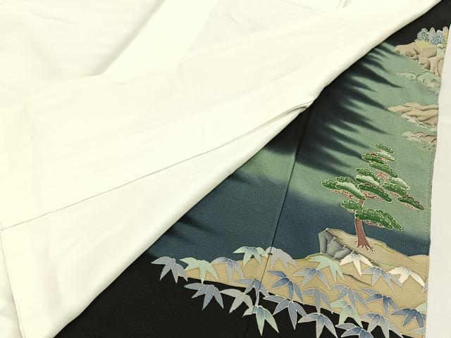 平和屋着物●本加賀友禅作家 堀哲也 黒留袖 松竹梅風景文 暈し染め 正絹 逸品 BAAY6288hj