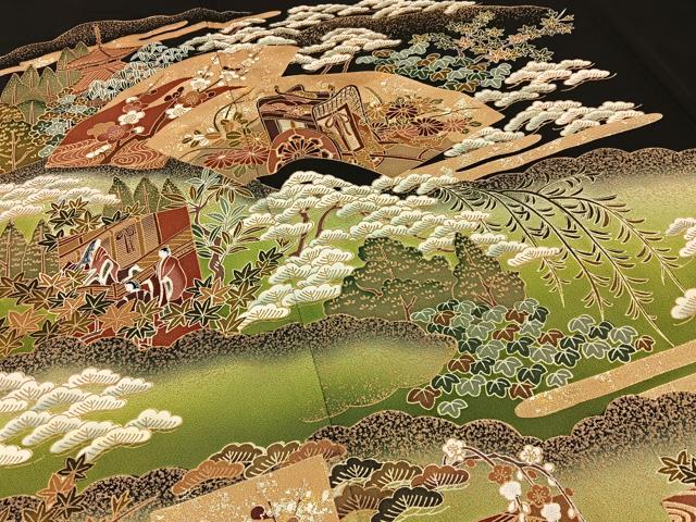平和屋着物■豪華黒留袖 平安人物文 金銀彩 正絹 逸品 BAAY6301hj