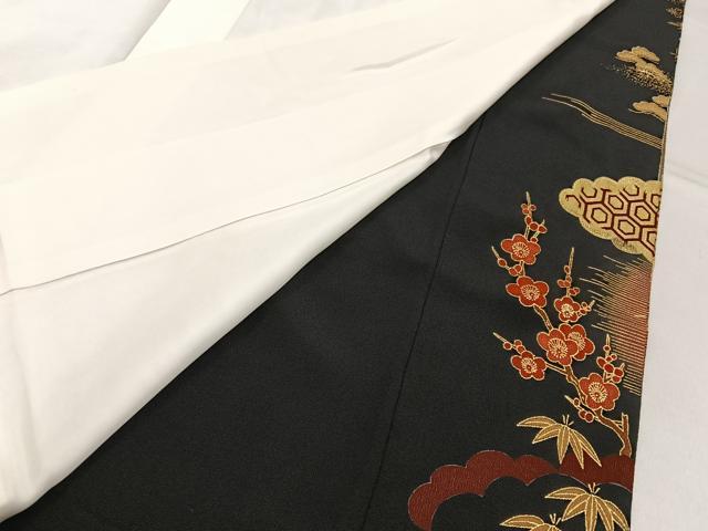 平和屋着物■豪華黒留袖 作家物 駒刺繍 松竹梅 御所車花文 金銀彩 正絹 逸品 BAAY6302hj