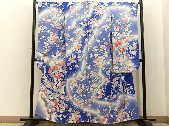 平和屋着物■豪華振袖 枝花文 暈し染め 銀彩 正絹 逸品 BAAY6314hj