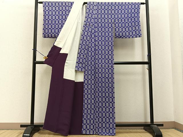 平和屋着物■上質な小紋 総絞り 亀甲文様 正絹 逸品 BAAY6317hj
