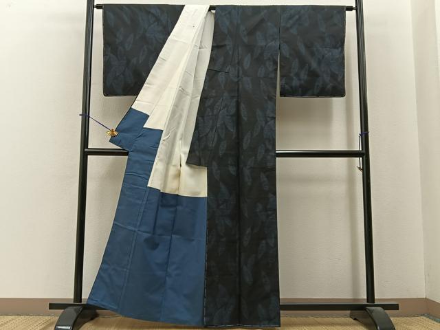 平和屋着物■本場大島紬 舞葉文 正絹 逸品 未使用 BAAY6321hj