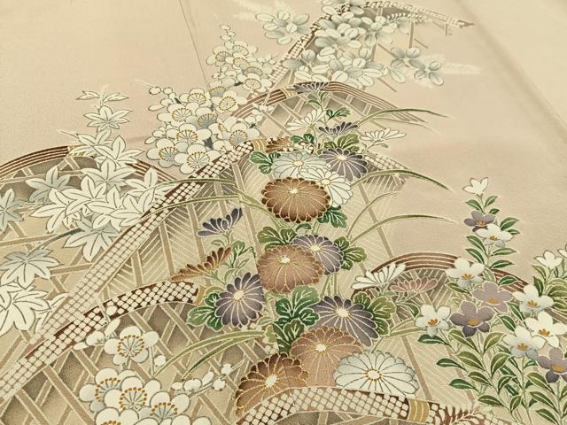 平和屋着物■訪問着 籬秋草文 金彩 正絹 逸品 BAAY6324hj