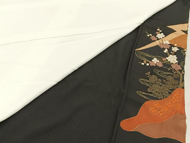 平和屋着物■豪華黒留袖 駒刺繍 飛鶴花車文 金彩 正絹 逸品 BAAY6328hj