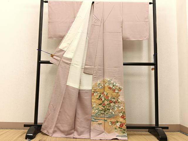平和屋着物■豪華色留袖 作家物 駒刺繍 雲隠れ秋草文 暈し染め 金彩 正絹 逸品 未使用 BAAY6333hj