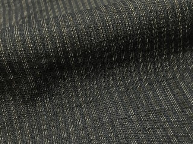 平和屋着物■男性 紬 縞 黒地 正絹 逸品 BAAY6337hj