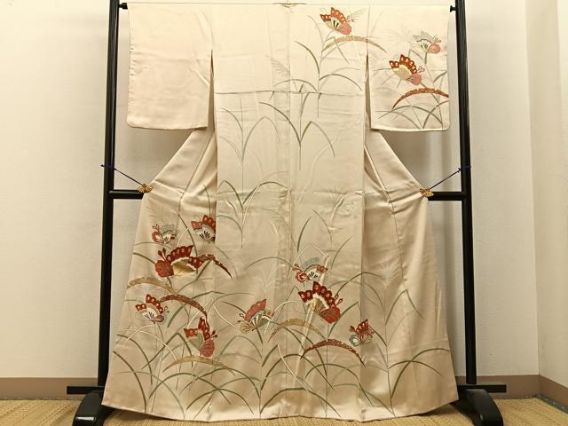 平和屋着物■訪問着 駒刺繍 舞蝶文 金彩 正絹 逸品 BAAY6340hj