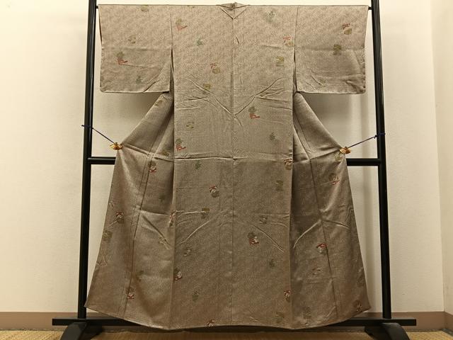 平和屋着物■上質な小紋 破れ色紙宝尽くし花文 正絹 逸品 未使用 BAAY6341hj