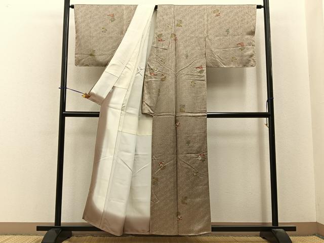 平和屋着物■上質な小紋 破れ色紙宝尽くし花文 正絹 逸品 未使用 BAAY6341hj