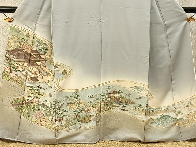 平和屋着物■豪華色留袖 寿光織 人物風景文 暈し染め 金糸 正絹 逸品 BAAY6348hj