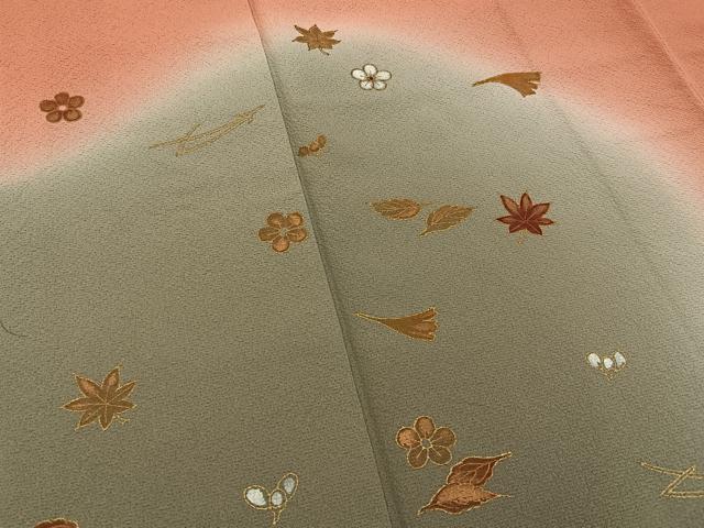 平和屋着物■訪問着 吹き寄せ文 暈し染め 金彩 正絹 逸品 BAAY6349hj