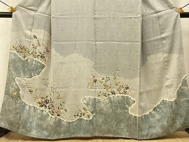 平和屋着物■訪問着 絞り 刺繍 型染め 杜若 正絹 逸品 BAAY6359hj