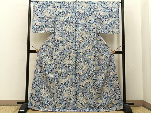 平和屋着物■上質な小紋 風景秋草文 正絹 逸品 未使用 BAAY6362hj