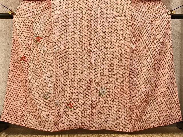 平和屋着物■訪問着 総絞り 刺繍 草花文 金糸 正絹 逸品 BAAY6363hj