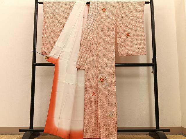 平和屋着物■訪問着 総絞り 刺繍 草花文 金糸 正絹 逸品 BAAY6363hj