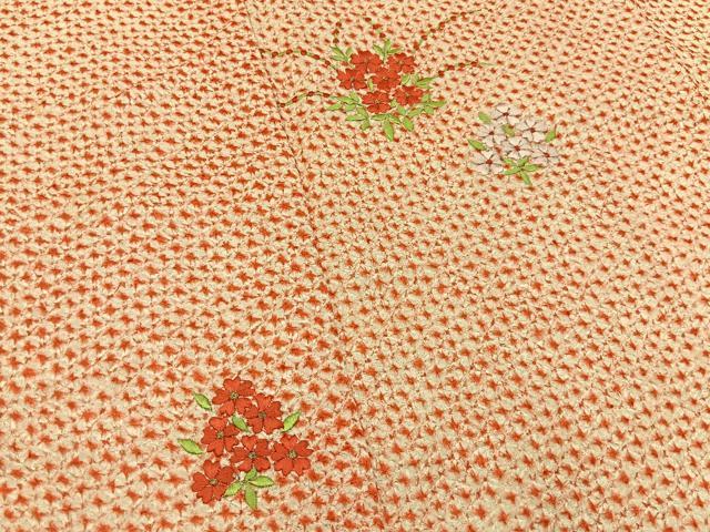 平和屋着物■訪問着 総絞り 刺繍 草花文 金糸 正絹 逸品 BAAY6363hj