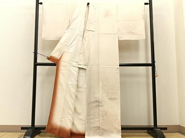 平和屋着物■訪問着 手描き 孔雀 暈し染め 正絹 逸品 BAAY6371hj